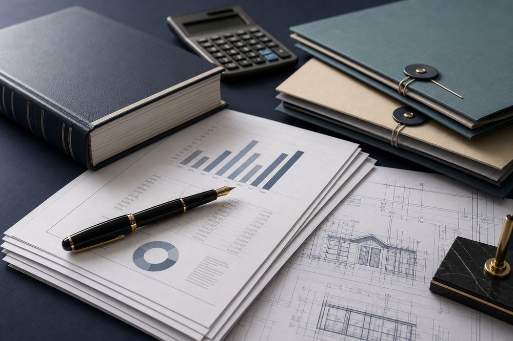 Organised ledgers and audit documents prepared for review